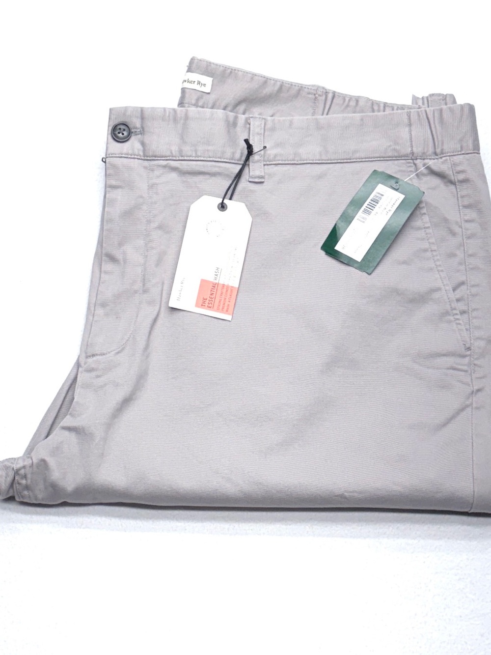 Hawker Rye Essential Wash Stretch Chino Pants Men’s 46×30 Light Grey NWT